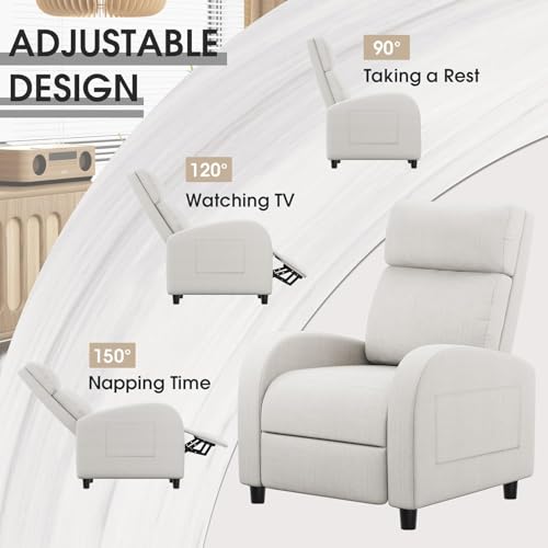 Homall Recliner Chair, Recliner Sofa for Adults, Recliners Home Theater Seating with Lumbar Support, Reclining Sofa Chair for Living Room (Fabric, Beige)