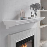 Fireplace Mantel with Invisible Heavy Duty Wood Bracket, Wall Mount Handcrafted Hollow Floating Mantel Shelf for Electric or Traditional Fireplace, Rustic Farmhouse Modern Style (60 Inch, White) ZELAZA