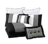 Chezmoi Collection Loft 8-Piece Luxury Striped Comforter Set (King, Black/Gray/White) Chezmoi Collection