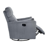 Lexicon Modern Swivel Glider Recliner Chair, Nursery Glider, Corduroy Fabric Upholstery Recliner with 2 Lumbar Pillows, Manual Reclining Sofa Chair for Living Room/Office/Apartment, Grey Lexicon