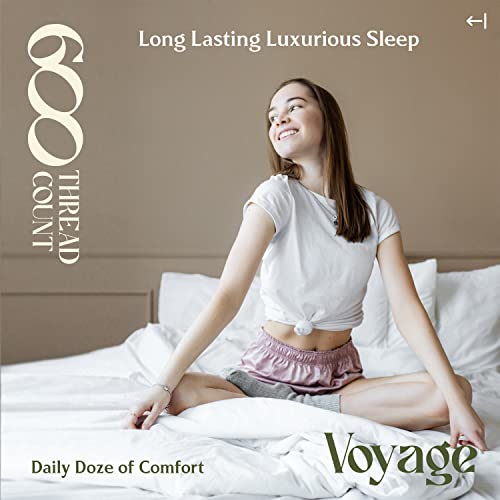 Mayfair Linen 100% Egyptian Cotton Full Size Sheets Set - 4 PC Luxury Set, 600 Thread Count Egyptian Cotton Sheets Full Size (White), Ultra Soft, Cooling, 16" Deep Pocket Sateen Weave Hotel Bedsheet Mayfair Linen