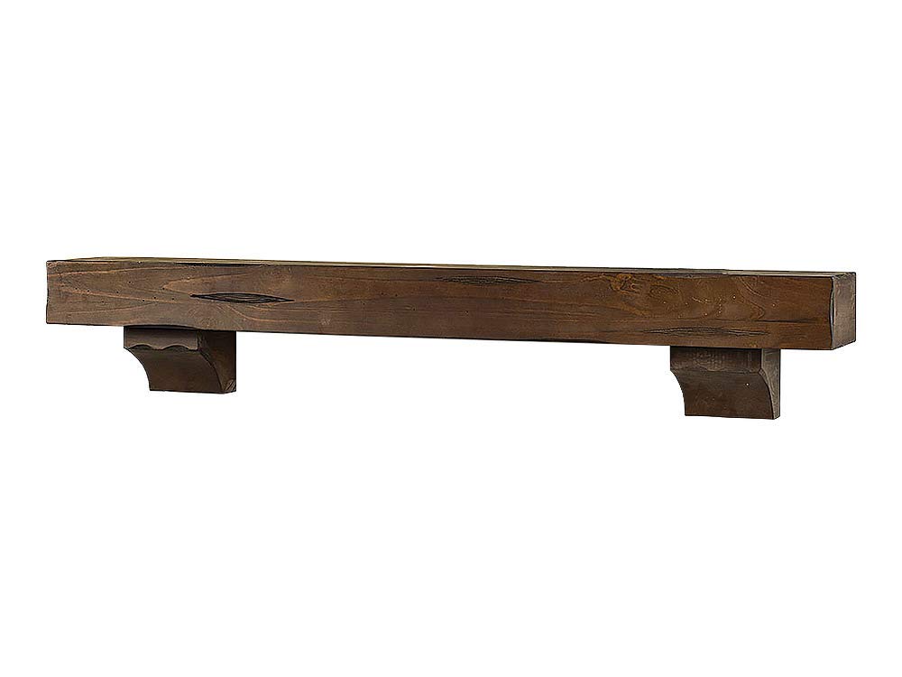 60 Inch Floating Fireplace Mantel Wood Shelf In Ash Rustic - Breckenridge From Mantels Direct | With Corbel Bracket Arches | Wooden Rustic Wall Shelf Perfect for Electric Fireplaces and Décor