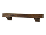 72 Inch Floating Fireplace Mantel Wood Shelf In Grey Rustic - Breckenridge From Mantels Direct | With Corbel Bracket Arches | Wooden Rustic Wall Shelf Perfect for Electric Fireplaces and Décor MANTELSDIRECT