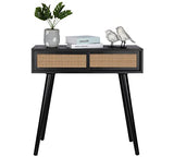 Console Table Small Entryway Table, 31" Console Tables for Entryway, Vanity Desk Rattan Dresser Side Table Black Entry Table Narrow Console Table Modern Hallway Table Boho Sofa Table for Living Room ZYBT
