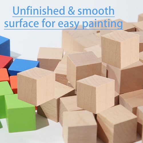 Cheardia 30 Pack 2 Inch Wooden Blocks for Crafts, Unfinished Wood Cubes Square Blank Block for Crafts Making, DIY Decor Cheardia