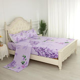 FUYEUN Floral Sheets Sets Queen Size 4 Pcs Flower Fitted Sheets Bedding for Women Girls Purple Lilac Modern Bed Sheets with 1 Flat & 2 Pillowcases FUYEUN
