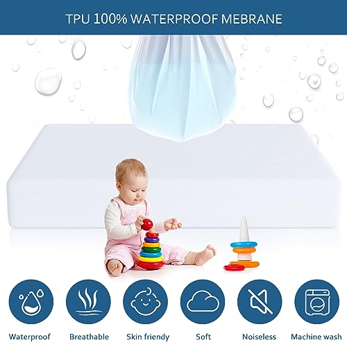 Waterproof Mattress Protector Twin Size,Mattress Cover Protector, Smooth Top Mattress Protector for Kids, Breathable Skin Friendly and Noiseless Fitted Sheet,Twin Size,Polyester Moonsea