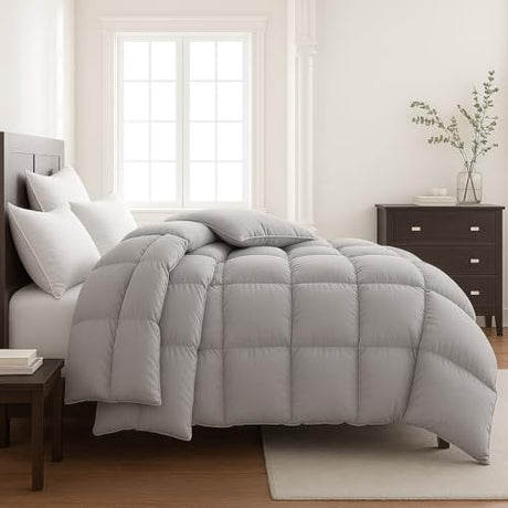 Lavish Comforts® Gray King Comforter – Fluffy Down Alternative Duvet Insert, Light Gray Comforter, All-Season Bedding, Hypoallergenic, Machine Washable, King Duvet Insert w/Corner Loops Lavish Comforts