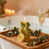 2 PCS 3D Wave Cylinder Candle Silicone Molds Geometric Relief Cylindrical Candle Silicone Mold for Candles Making Aromatherapy Candles Gypsum Clay Home Decorate