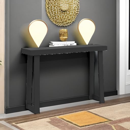 Plank+Beam Solid Wood Console Table, 46.25 Inch, Sofa Table, Narrow Entryway Table for Hallway, Behind The Couch, Living Room, Foyer, Easy Assembly, Black Plank+Beam