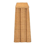 Bali & pari Andrea Natural Rattan Console Table - Handwoven Wicker Accent Table with Pleated Skirt, Boho Coastal Decor bali & pari