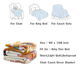 King Throw Blanket for Bed 100% Cotton Boho Soft Rustic Quilt Butterfly and Floral Double Embroidery Breathable Spring Bed Blanket,90"x108" All Season Blankets for Bedding Couch Home Decor LUTBM