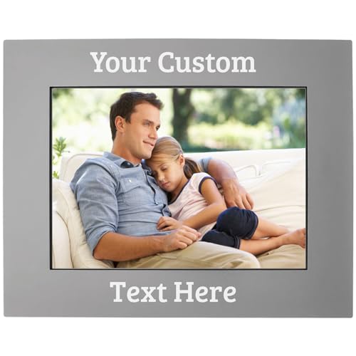 Personalized Add Your Custom Text Engraved Anodized Aluminum Hanging/Tabletop Personalized Group Family Photo Picture Gray Frame (4x6-inch Horizontal) - WoodArtSupply