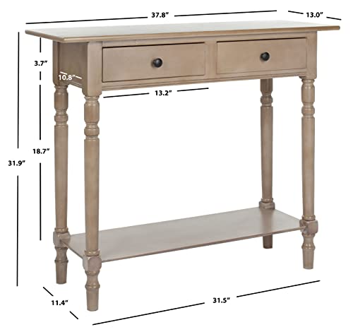 SAFAVIEH Home Collection – Rosemary Vintage Grey Console Table with Drawers & Shelf, Classic Contemporary Storage Console, Turned Leg Design (AMH5705A) SAFAVIEH