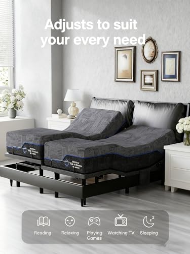 Ciays NS0 Twin XL Smart Adjustable Bed Base with Dual Motor, Wireless Remote, Zero Gravity & Anti-Snore Modes, Under Bed Lighting, and 4 USB Ports. It's Designed for a Quick 3-Minute Assembly. Ciays
