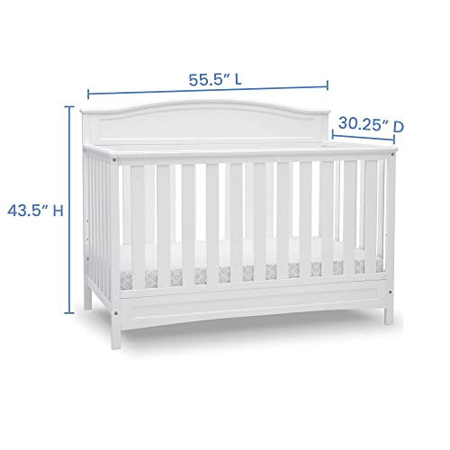 Delta Children Emery 4-in-1 Convertible Baby Crib - Greenguard Gold Certified, White - WoodArtSupply