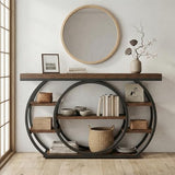 Tribesigns 47” Console Table, Industrial 5-Tier Entryway Table with Metal Frame, Narrow Sofa Table for Living Room, Hallway, Rustic Brown Tribesigns