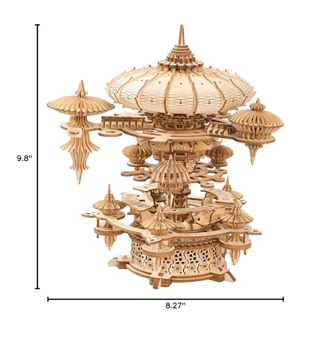 Yomkeg 3D Wooden Puzzles Sky City-Mechanical Music Box for Adults,Mechanical Music Box with a Winding Mechanism,DIY Hobbies/Gifts for Festivals Yomkeg