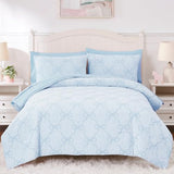 Wink Deer Full Size Comforter Sets with Sheets for Girls-7 Pieces Full Size Bedding Sets with Light Blue Comforter, Sheets, Pillowcases & Shams for Kids (Light Blue Diamond, 76" X 86") Wink Deer