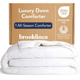 Brooklinen Lightweight Canadian Down Comforter, Breathable Summer Duvet Insert, 100% Cotton Sateen Shell, Ultra-Soft Fluffy Bedding, Baffle Box, Secure Duvet Loops - Full/Queen Brooklinen