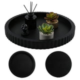 Decorative Tray for Coffee Table 11" Black Round Concrete Home Decor Serving Trays for Accent Table, Console Table for Kitchen, Living Room, Home Decor(Black) YOSINXU