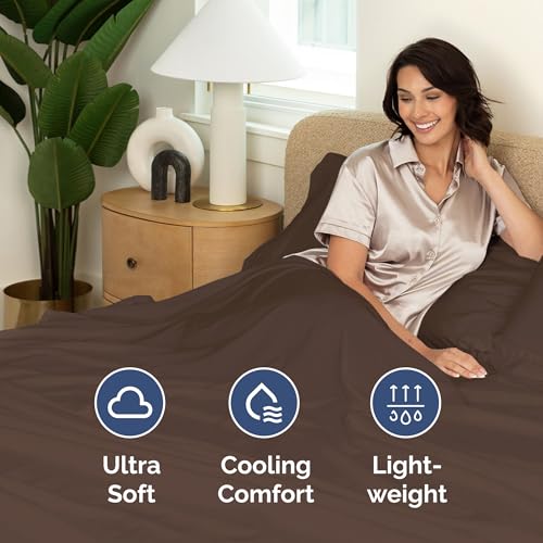 Queen Size Flat Sheet - Hotel Quality Top Flat Bed Sheet Only - Ultra-Soft, Comfy Breathable & Cooling - Fade & Wrinkle Free - Easy-Care, Stain & Shrink Resistant Bedding - Easy-Fit & Oeko-Tex - Brown CGK Unlimited