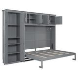 Merax Queen Size Murphy Bed with Cabinets, Gray Merax