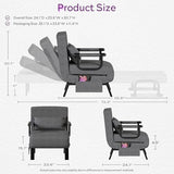 TYBOATLE Sleep Chair Bed, Comfy Convertible Sleeper Chairs for Adults, 5 in 1 Folding Sofa Bed with Adjustable Backrest & Side Pockets & Pillow, Cozy Small Couch for Small Spaces, Office (Dark Grey) TYBOATLE