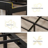 OLEVS Twin Bed Frame with Headboard Metal Platform Bed Twin Size with USB Charging Station and LED Lights, No Box Spring Needed OLEVS