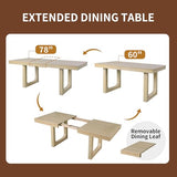 Merax 7 Piece Extendable Wooden Dining Table Set, Farmhouse Extendable with 18" Move Leaf, 78" Rustic and 6 Upholstered Chairs for Kitchen Room, Natural Merax