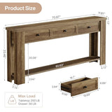 Tribesigns 70.9-Inch Long Console Table with 3 Drawers, Farmhouse Entryway Table with Storage, Rectangular Narrow Sofa Table Behind the Couch, Accent Table for Hallway, Living Room, Entrance, Brown Tribesigns