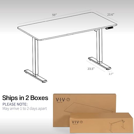 VIVO Electric Height Adjustable 60 x 24 inch Memory Stand Up Desk, Rustic Vintage Brown Solid One-Piece Table Top, Black Frame, Standing Workstation with Preset Controller, 1B Series, DESK-KIT-1B6N VIVO