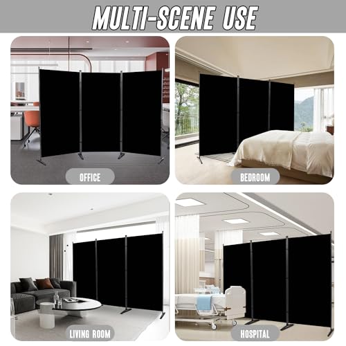 JVVMNJLK Indoor Room Divider, Portable Office Divider, Room Divider Wall Screen 3 Panel, Folding Partition Privacy Screen Walls Dividers for Room Separator 102" W x 71.3" H,Black JVVMNJLK