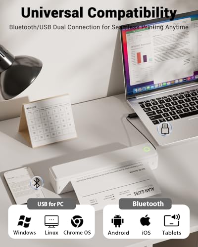 Labeer Portable Wireless Thermal Heat Small Printer 8.5 x 11 Inch Letter A4 Support, Inkless Simple Tiny Mobile Bluetooth Printer for Phone Laptop Travel Home Office Labeer