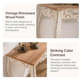 Console Table for Entryway with Carved Details, 43.31" Long Sofa Table Behind Couch, Vintage French Country Entry Table with Wood Carvings and Curved Legs for Hallway, Living Room - Antique White Dorivibe