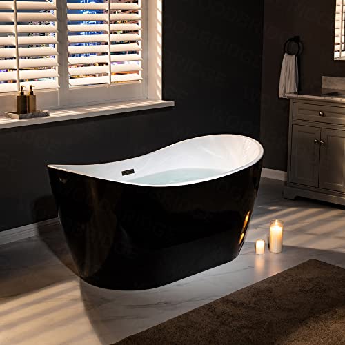 WOODBRIDGE 59" Acrylic Freestanding Bathtub Contemporary Soaking Tub, Black Acrylic(Matte Black Drain/Overflow),BTA1816-MB WOODBRIDGE
