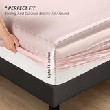 HommxJF 5Pcs Blush Pink Silk Sheets Full,Blush Pink Satin Sheets Set Full Size Silky Comforter Bedding Sheets with 1 Satin Flat Sheet,1Deep Pocket Fitted Sheet,3 Pillowcases with Envelope Closure HommxJF