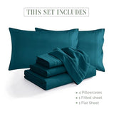 Elegant Comfort 1500 Premium Quality 4-Piece Bed Sheet Set - 18-24 Inch Extra Deep Pocket, Smart Storage Pockets, Wrinkle Free Ultra Soft 4PC Extra Deep Pocket Sheets, Twin/Twin XL, Marine Teal Elegant Comfort