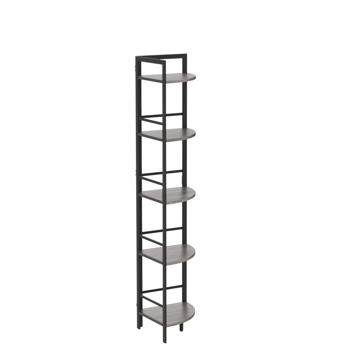BON AUGURE Industrial Chic 5-Tier Dark Grey Oak Corner Bookshelf BON AUGURE