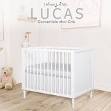 Dream On Me Lucas Mini Modern Crib with Rounded Spindles in White , 39x25.5x33 Inch (Pack of 1) Dream On Me