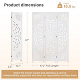 66.9Inch Wooden Room Partition - 3 Panels Boho-Styled Space Room Divider for Home/Office, Headboard & Yoga/Photo/Video Call Backdrop (White) Svimi