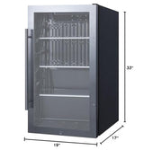 Summit Appliance SPR488BOS Commercially Approved Shallow Depth Indoor/Outdoor Beverage Cooler, Seamless Stainless Steel Door Trim, Glass Door, Black Interior, Front Lock, and Dial Thermostat Summit Appliance