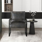 Lexicon Modern Accent Chair, Faux Leather Upholstered Living Room Chair With Wrapped Armrests, Arm Chair With Black Metal Frame,Comfy Single Chair For Living Room/Bedroom/Reading Room/Office,Dark Grey Lexicon