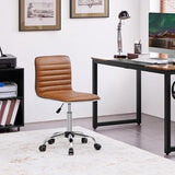 Yaheetech Low Back PU Leather Ribbed Armless Office Chair, Ergonomic Swivel Computer Task Chair with Wheels for Office, Home Yaheetech