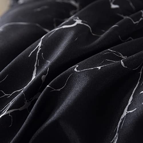 Caressma Black Marble Comforter Set Full Size, 3 Pieces Modern Pattern Soft Microfiber Bedding Comforter Set, Down Alternative Comforters for All Season (79 * 90") Caressma