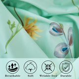 JSD Green Floral Printed Sheet Set Full Size, 4 Piece Soft Botanical Microfiber Sheets Extra Deep Pocket JSD