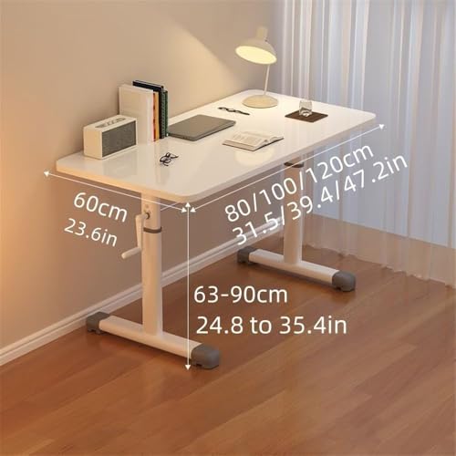 Manual Crank Standing Desk, Height Adjustable Sit-Stand Study Table for Home Office, Hand Lifting Tabletop Writing Desk, Sturdy Frame,White39.4 * 23.6In OGMOYT