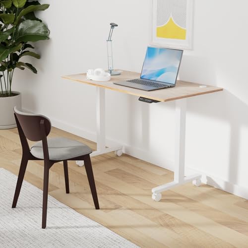 CubiCubi Height Adjustable Electric Standing Desk, 48 x 24 Inches Stand Up Table, Sit Stand Home Office Desk with Splice Board, Maple - WoodArtSupply