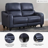 Signature Design by Ashley Mercomatic Contemporary Leather Match Wall Hugger Power Reclining Loveseat with Adjustable Headrest and USB Ports, Blue Signature Design by Ashley
