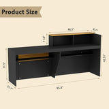 85.8 inches Reception Desk with Counter Modern Front Table Checkout Counter Table Retail Counter for Reception Room,Salon,Office,Store,Shop,Clinic,Lobbies,Retail,Home,Black and Natural
